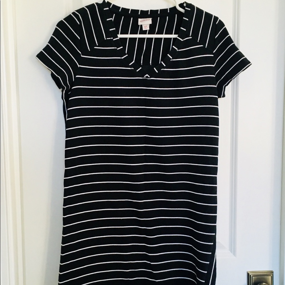 Black and White Striped Casual Dress